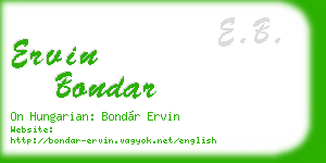 ervin bondar business card