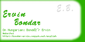 ervin bondar business card